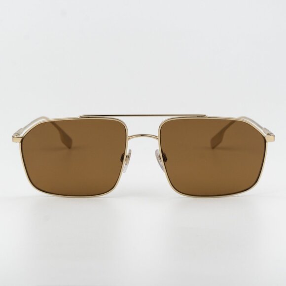 Burberry Men Sunglasses Light Gold Brown Polarized Rectangular BE3130 110983 NEW - Picture 1 of 9